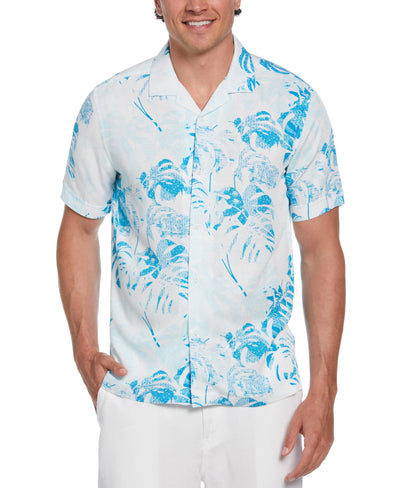 Textured Geometric Palm Print Shirt (Barrier Reef) 