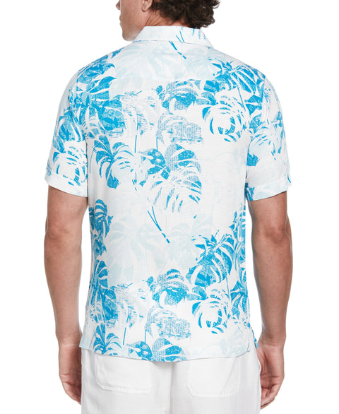 Textured Geometric Palm Print Shirt (Barrier Reef) 