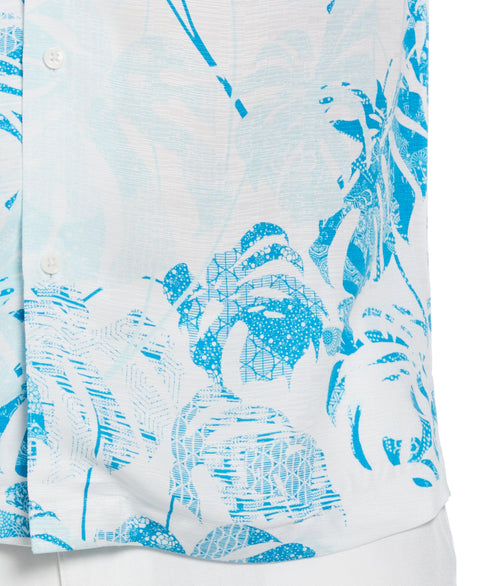 Textured Geometric Palm Print Shirt (Barrier Reef) 