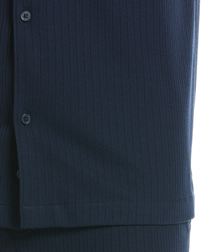 Textured Knit Camp Collar Shirt (Dress Blues) 