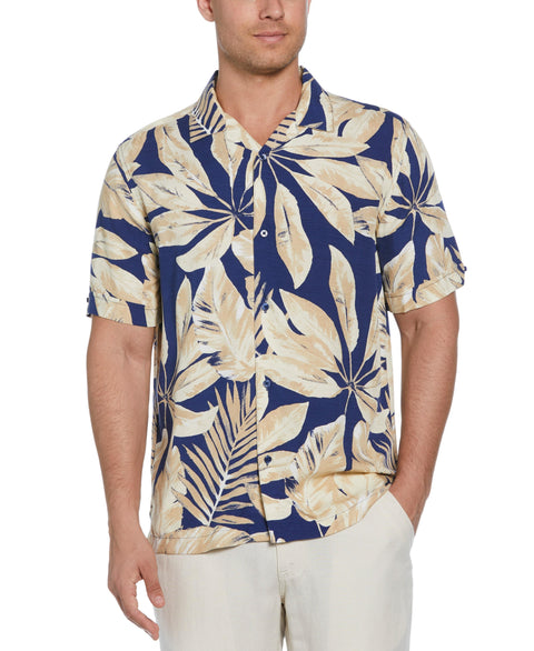 Textured Large Scale Palm Print Shirt (Blueprint) 