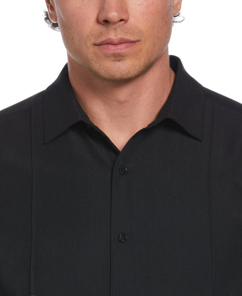 Textured One-Tuck Panel Shirt (Jet Black) 