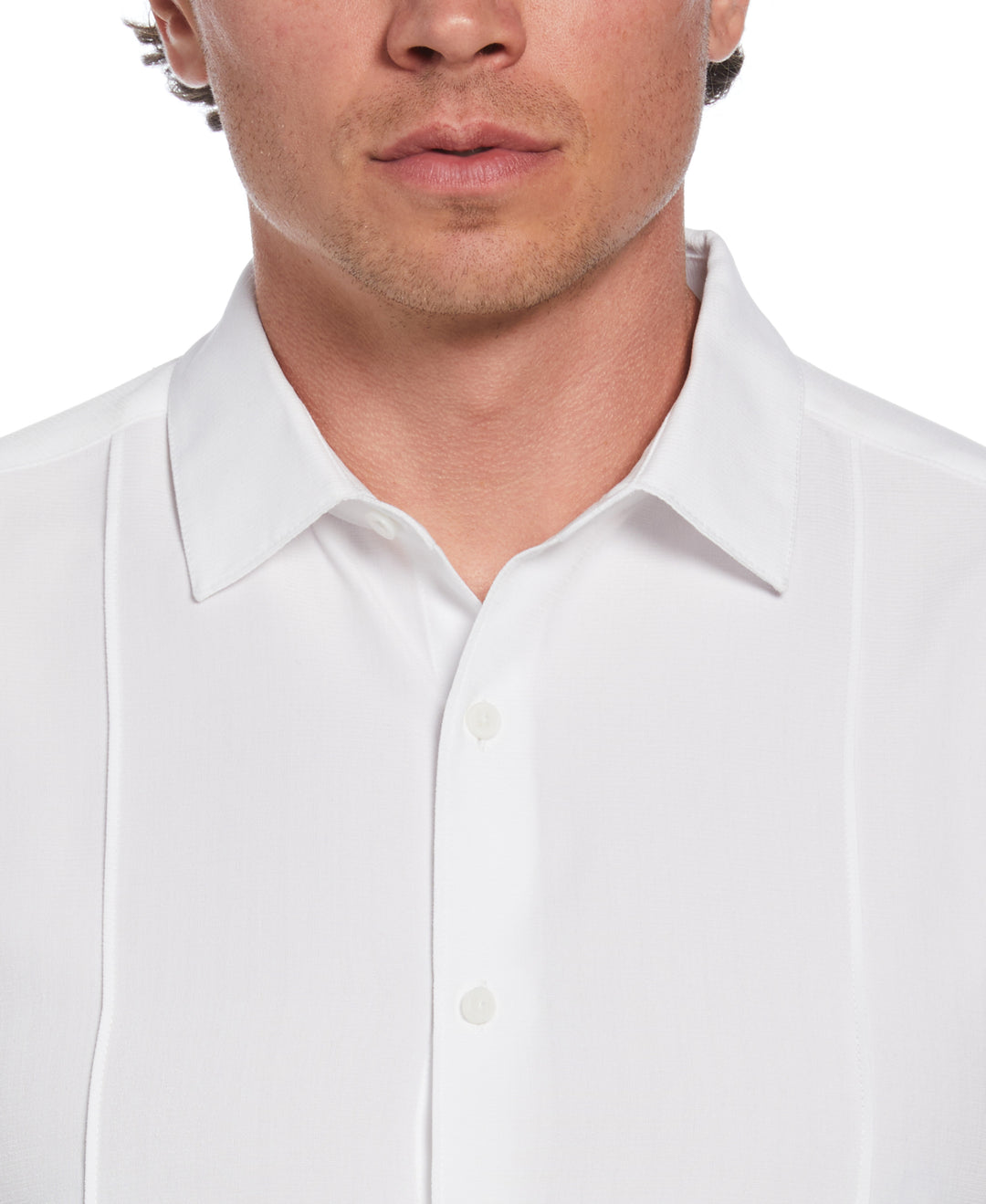 Textured One-Tuck Panel Shirt (Brilliant White) 