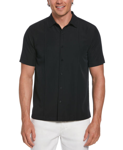 Textured One-Tuck Panel Shirt (Jet Black) 