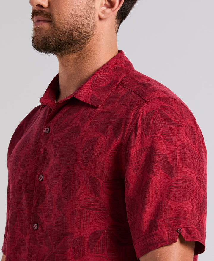 Textured Tonal Floral Print Shirt (Karanda Red) 