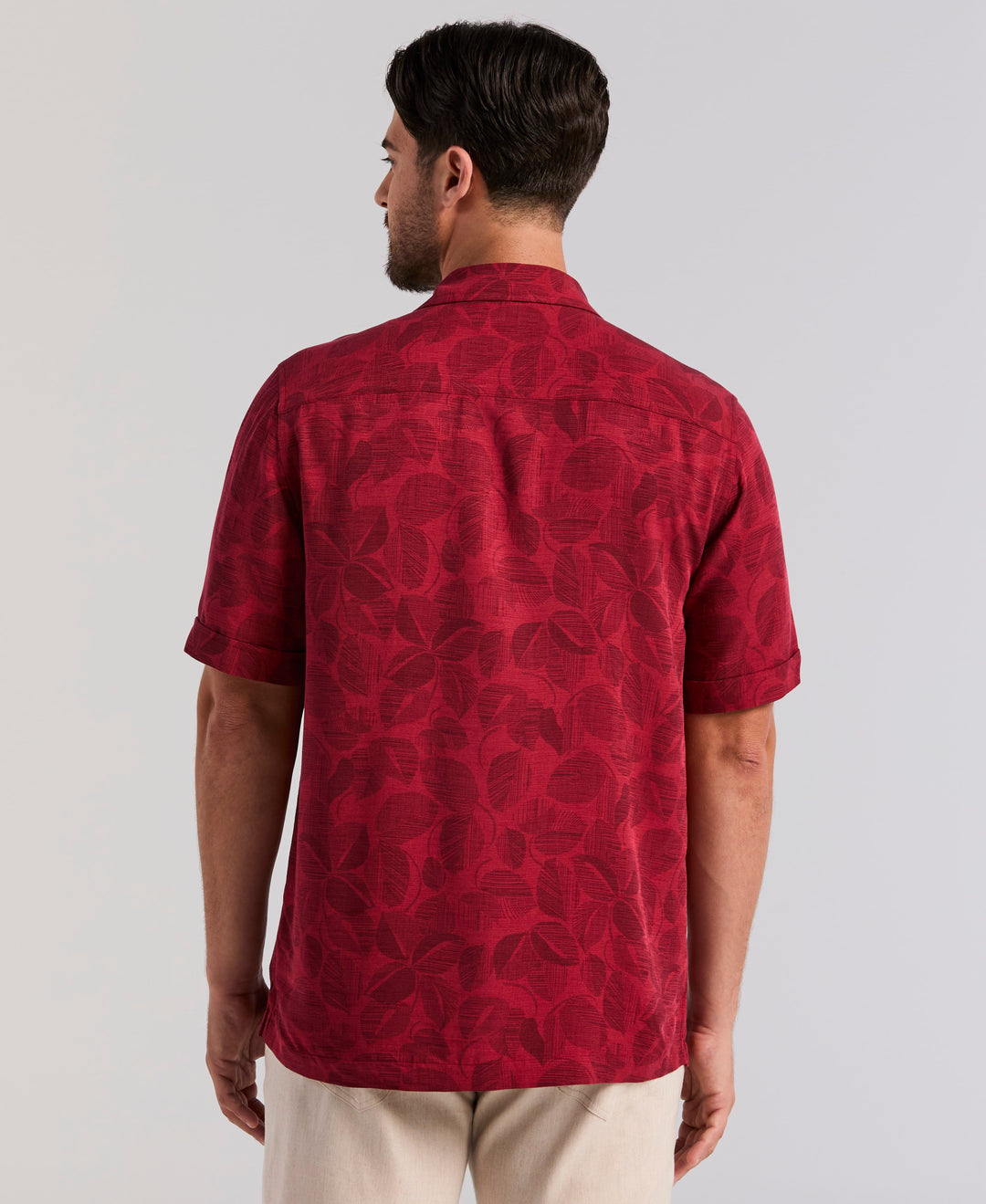 Textured Tonal Floral Print Shirt (Karanda Red) 