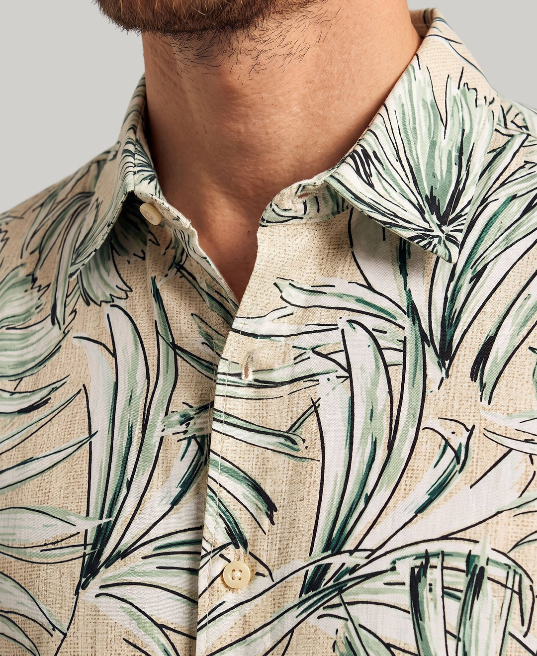 Textured Tropical Print Shirt (Frosty Green) 