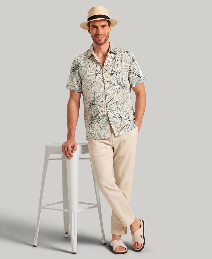 Textured Tropical Print Shirt (Frosty Green) 