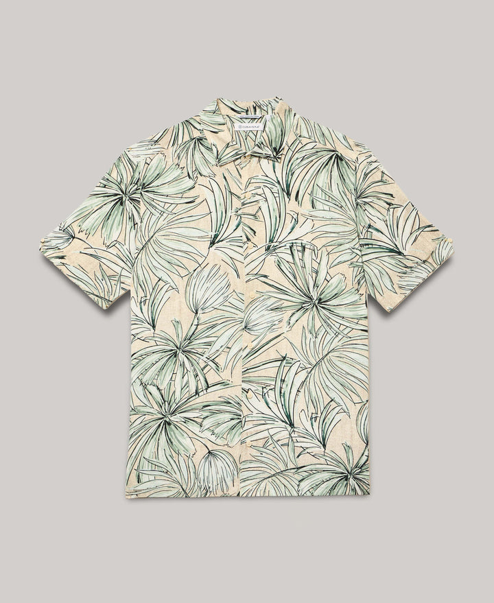 Textured Tropical Print Shirt (Frosty Green) 
