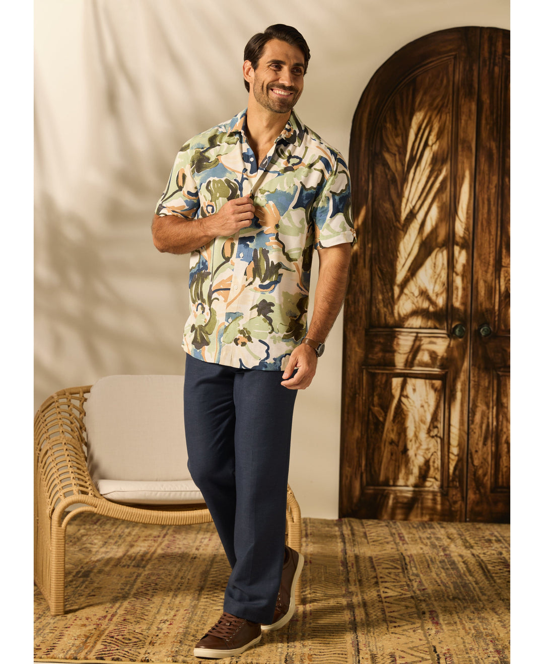 Watercolor Print Shirt-Casual Shirts-Cubavera