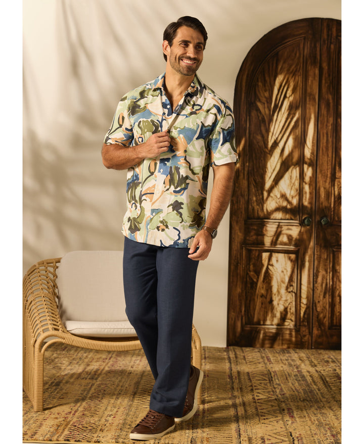 Watercolor Print Shirt-Casual Shirts-Cubavera