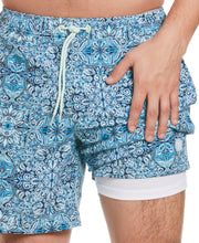 Tile Print 7" Swim Short (Pastel Green) 