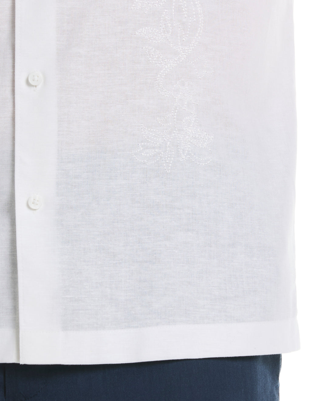 Linen Blend Embroidered Shirt (Brilliant White) 
