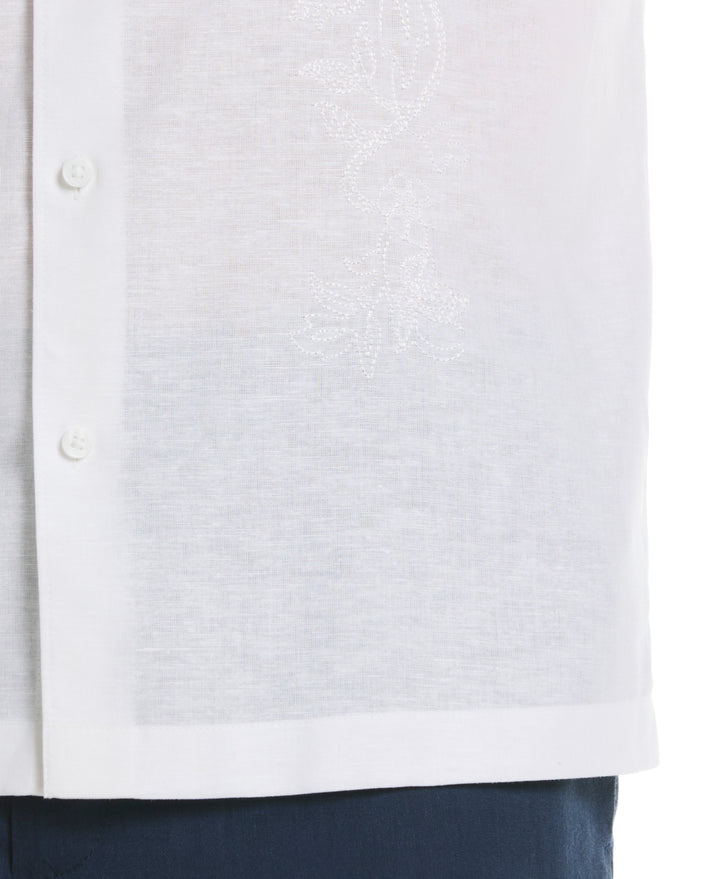 Linen Blend Embroidered Shirt (Brilliant White) 