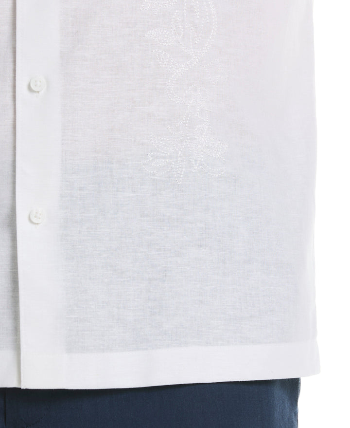 Linen Blend Embroidered Shirt (Brilliant White) 