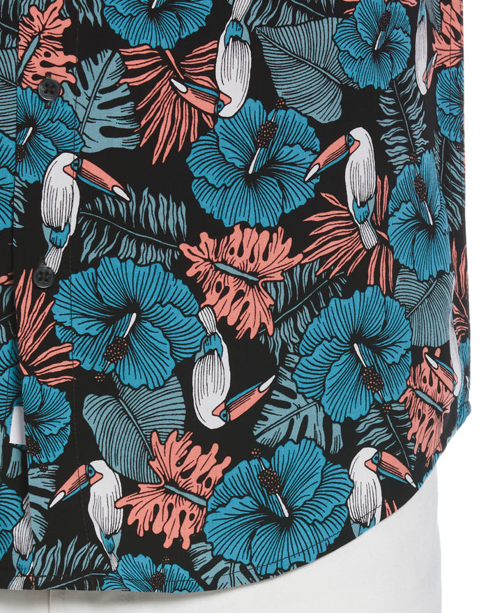 Toucan Hibiscus Print Shirt (Jet Black) 