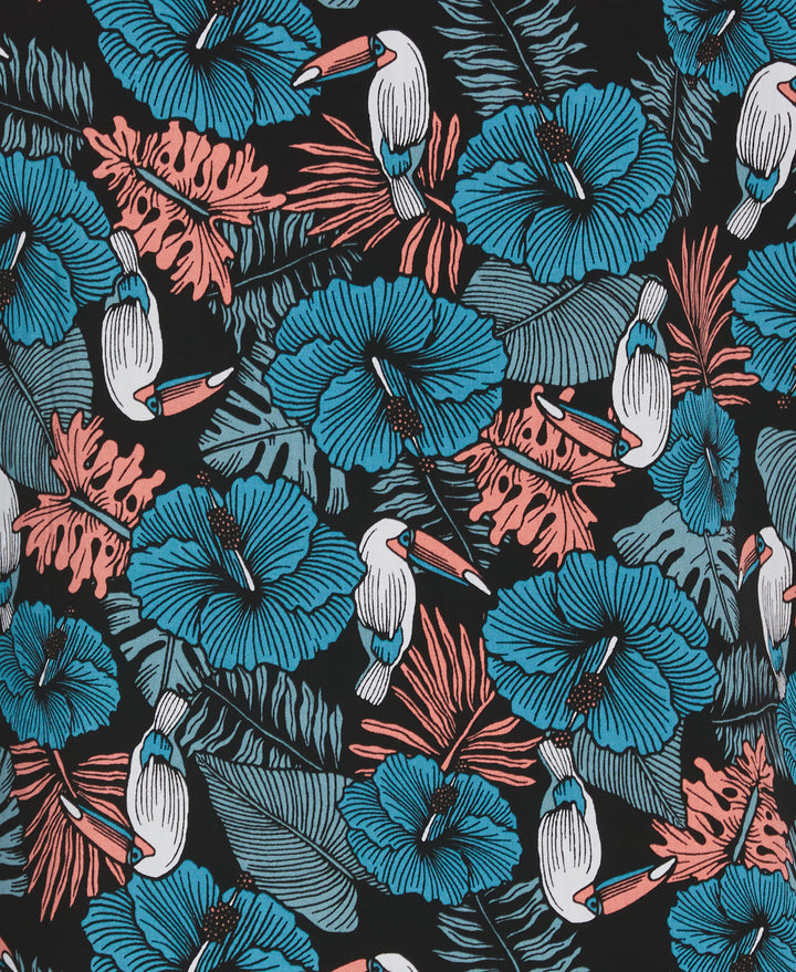 Toucan Hibiscus Print Shirt (Jet Black) 