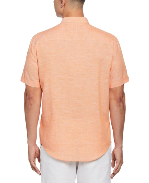 Travel Select Linen Blend One Pocket Shirt (Coral Rose) 