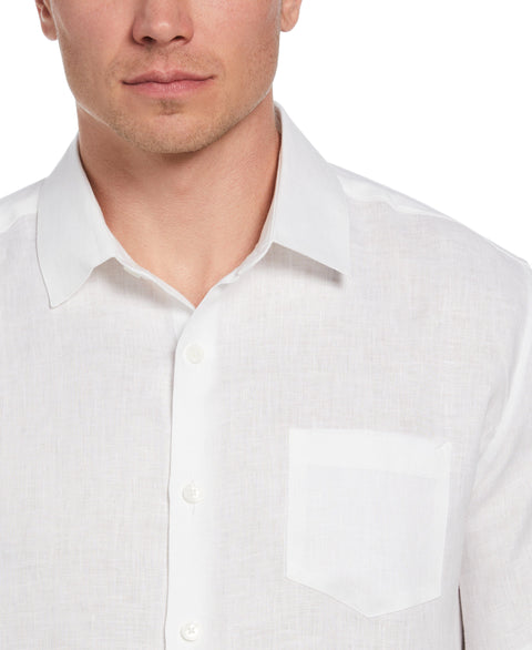 Travel Select Linen Blend One Pocket Shirt (Brilliant White) 