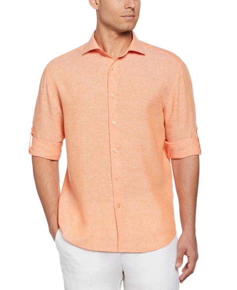 TravelSelect™ Linen-Blend Shirt (Coral Rose) 