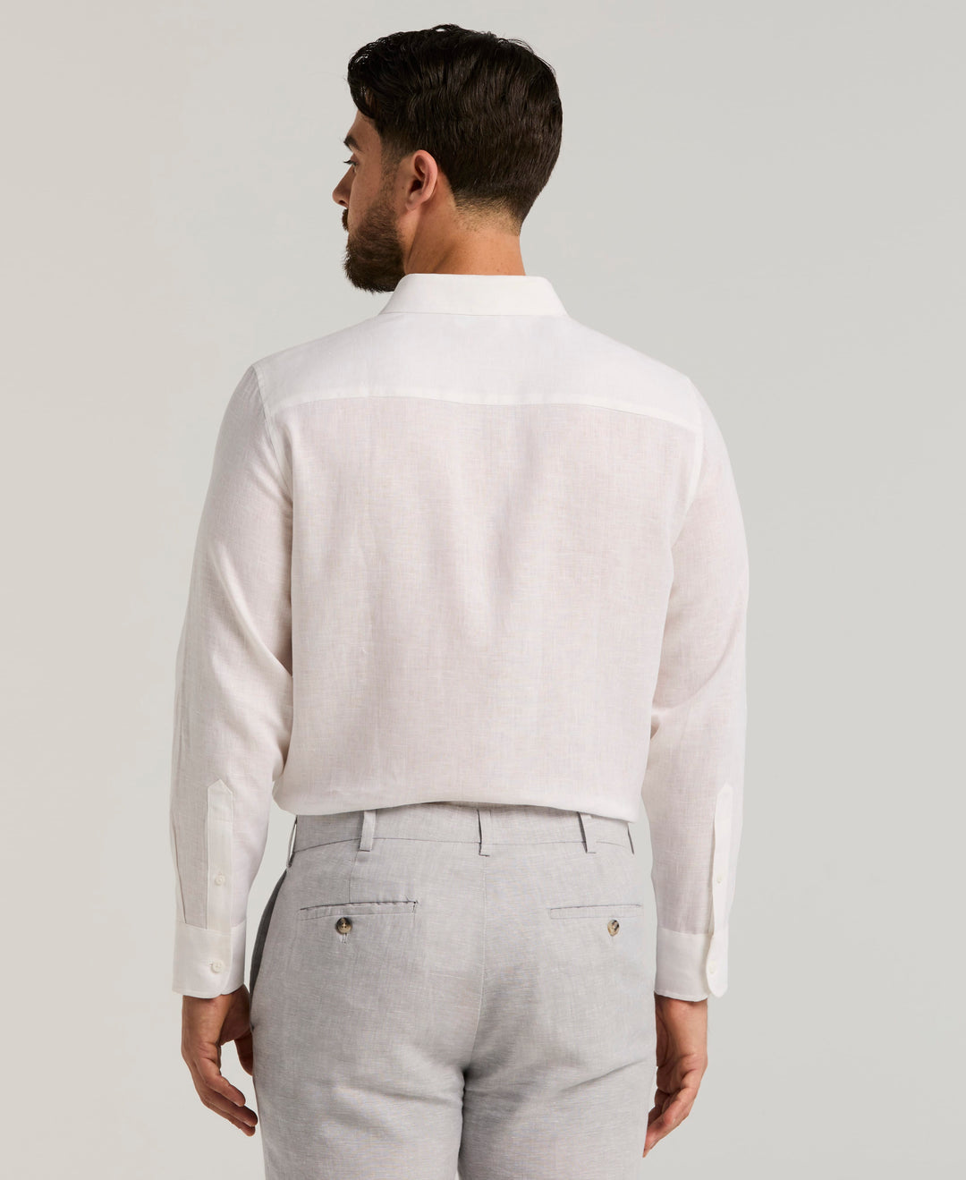 Travelselect™ Linen-Blend Long Sleeve Shirt (Brilliant White) 