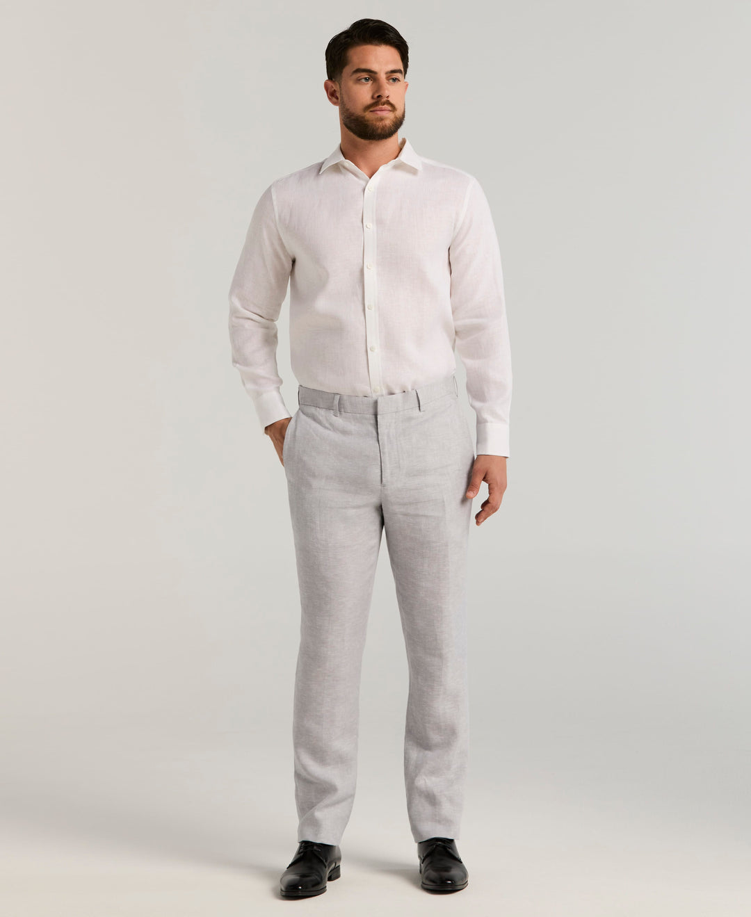 Travelselect™ Linen-Blend Long Sleeve Shirt (Brilliant White) 
