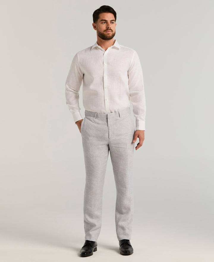 Travelselect™ Linen-Blend Long Sleeve Shirt (Brilliant White) 