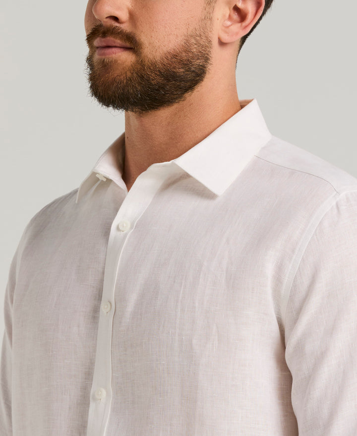 Travelselect™ Linen-Blend Long Sleeve Shirt (Brilliant White) 
