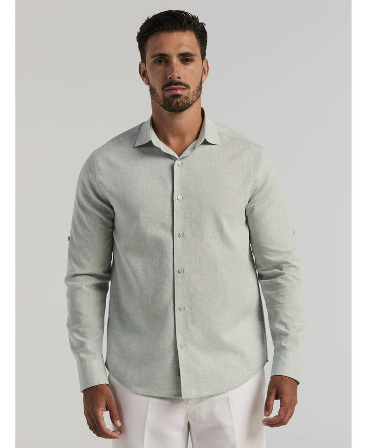 Travelselect™ Linen-Blend Rolled Sleeve Shirt-Casual Shirts-Blue Surf-S-Cubavera