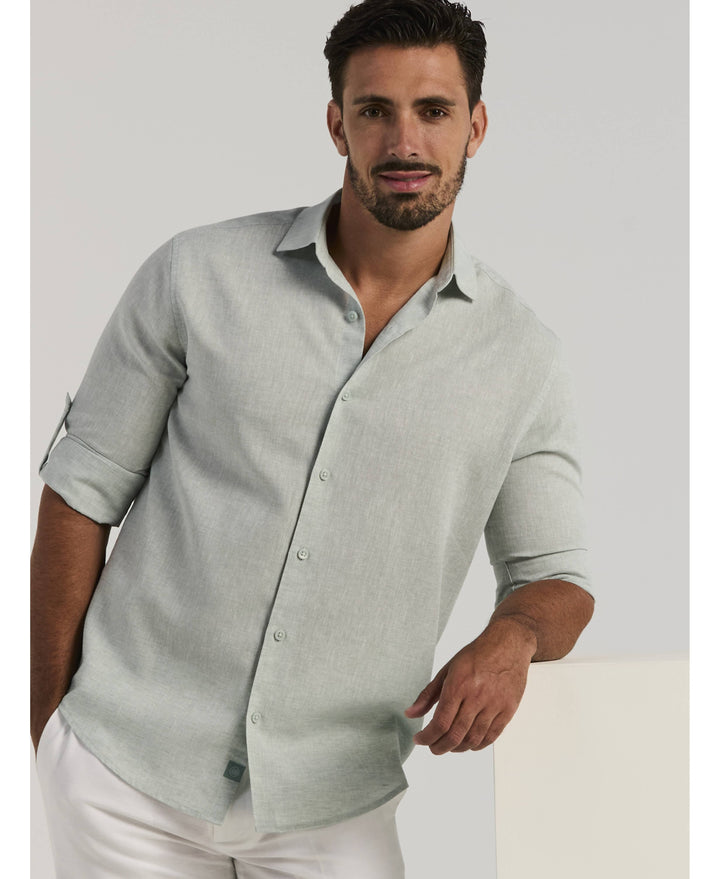 Travelselect™ Linen-Blend Rolled Sleeve Shirt-Casual Shirts-Cubavera