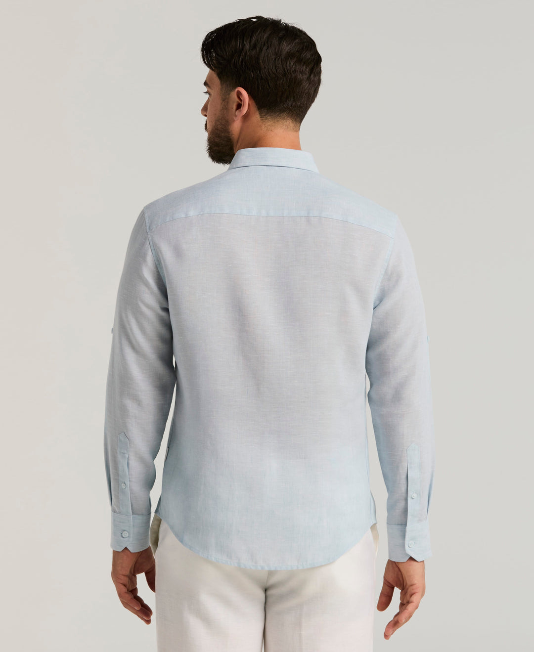 Linen Blend Wrinkle-Resistant Shirt (Cerulean) 