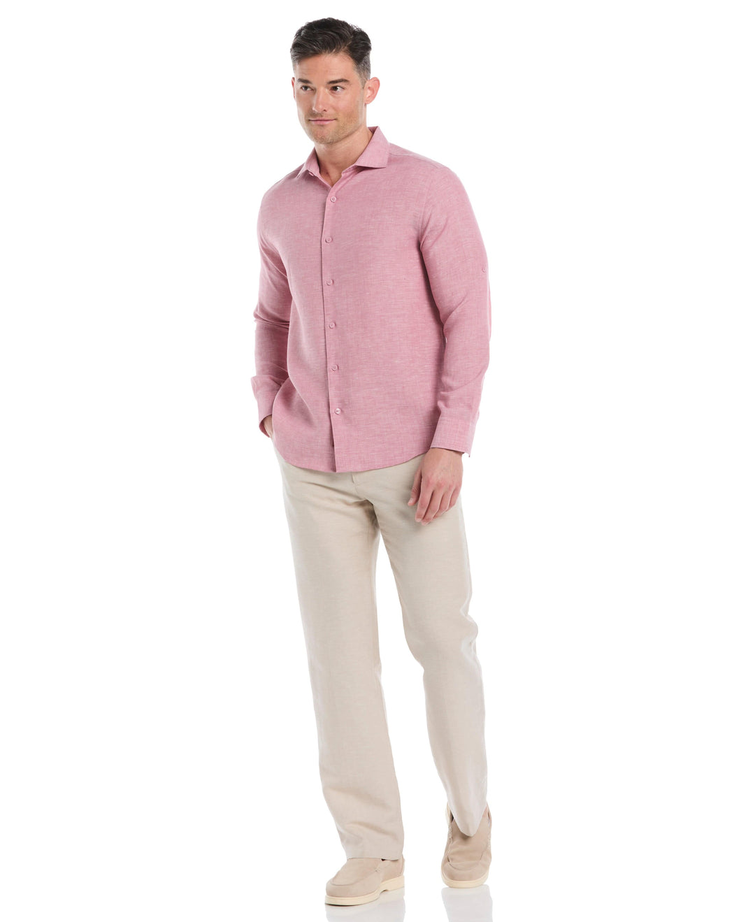 Linen Blend Wrinkle-Resistant Shirt (Mauvewood) 