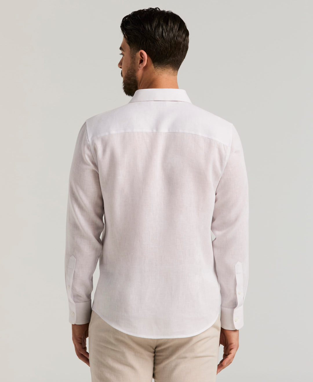Linen Blend Wrinkle-Resistant Shirt (Brilliant White) 