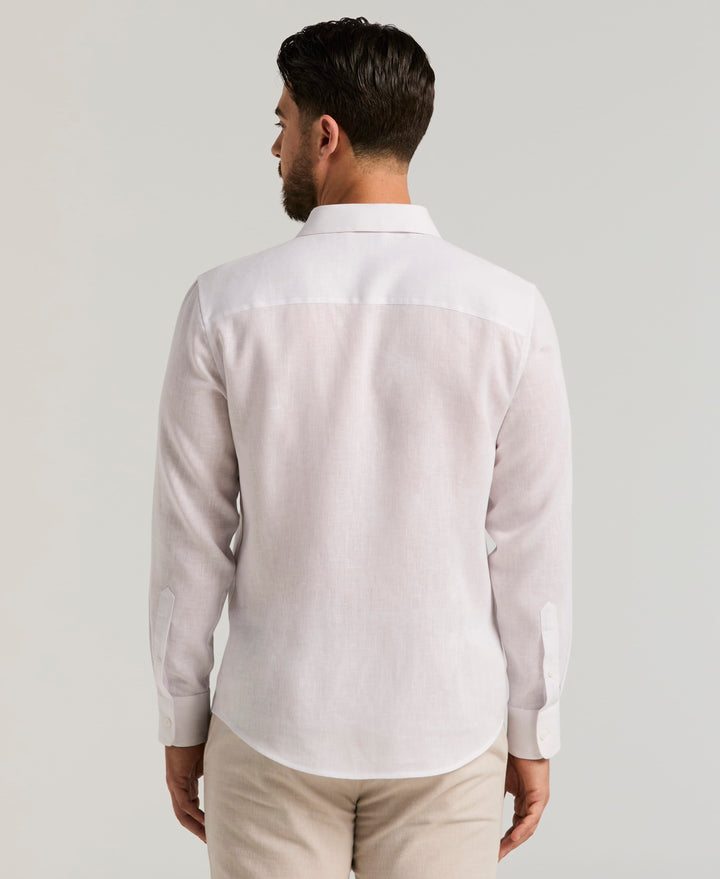 Linen Blend Wrinkle-Resistant Shirt (Brilliant White) 