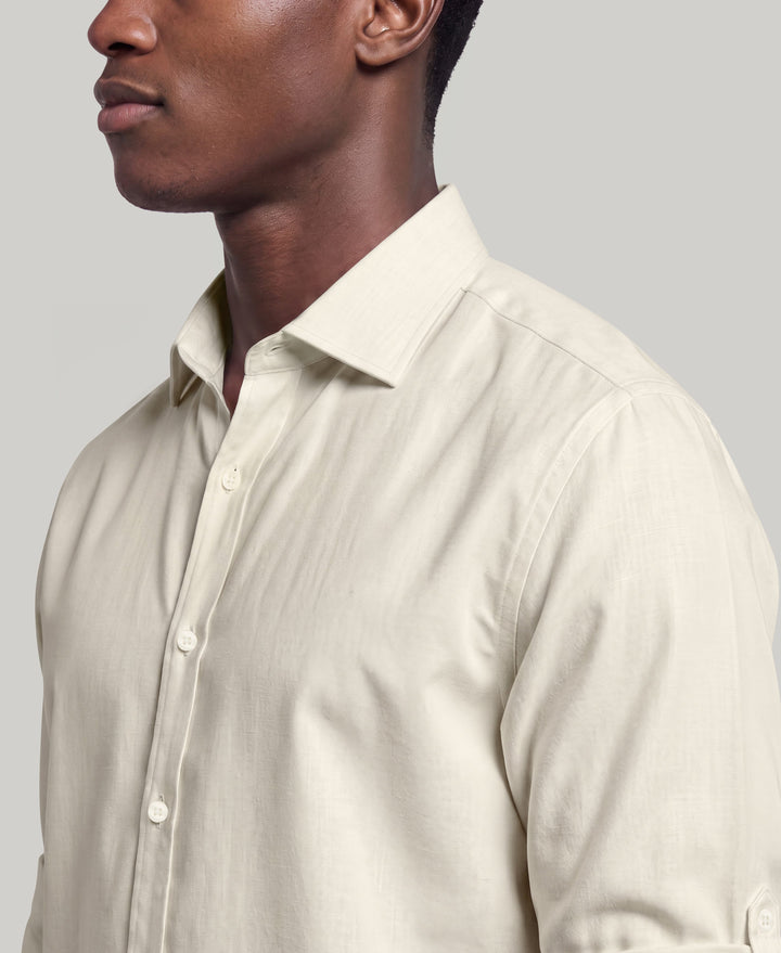 Linen Blend Wrinkle-Resistant Shirt (Rainy Day) 