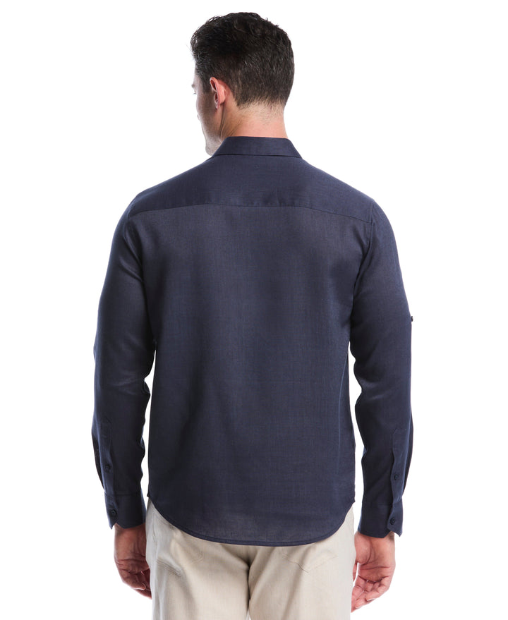 Linen Blend Wrinkle-Resistant Shirt (Mood Indigo) 