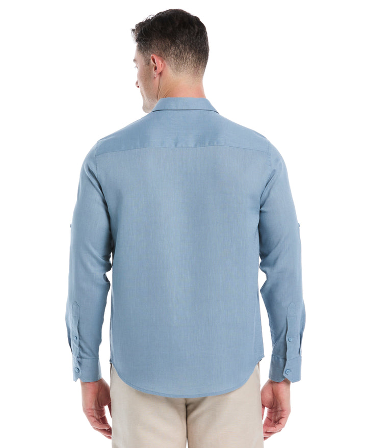 Linen Blend Wrinkle-Resistant Shirt (Windward Blue) 