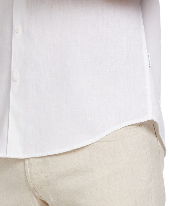 Linen Blend Wrinkle-Resistant Shirt (Brilliant White) 