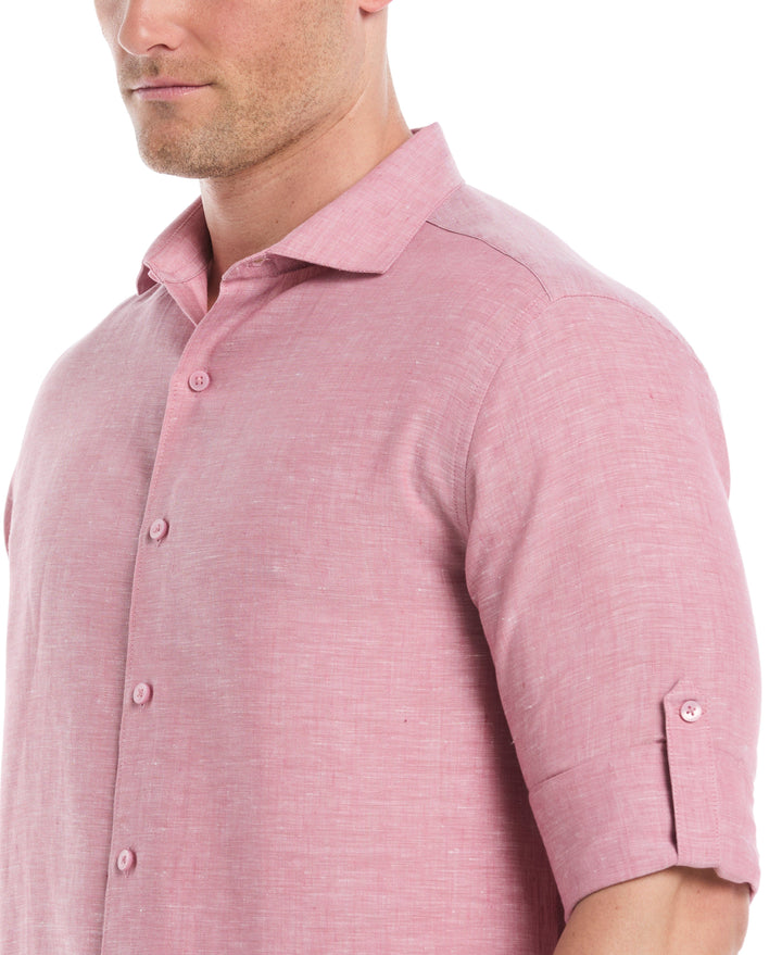 Linen Blend Wrinkle-Resistant Shirt (Mauvewood) 