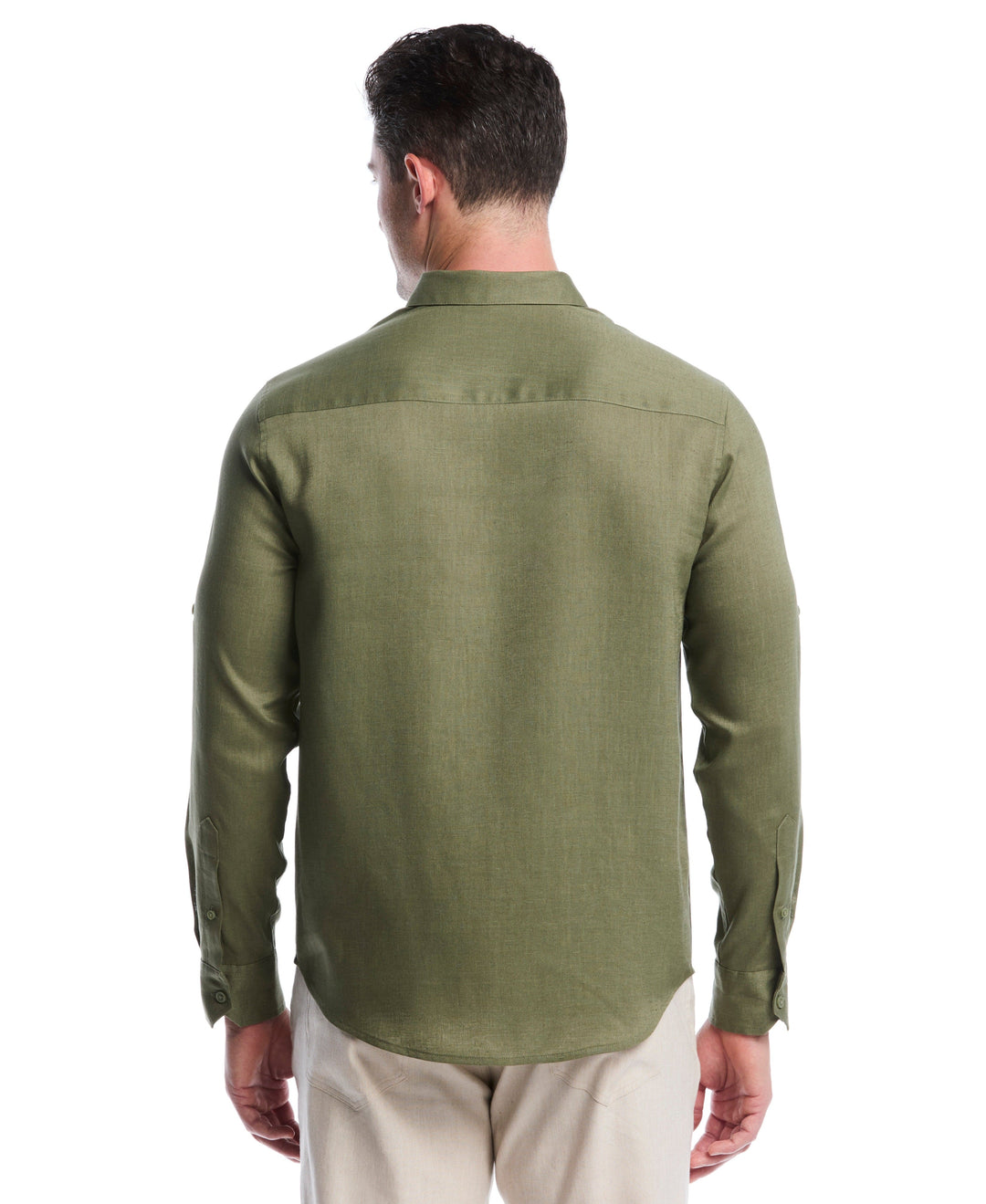 Linen Blend Wrinkle-Resistant Shirt (Olivine) 