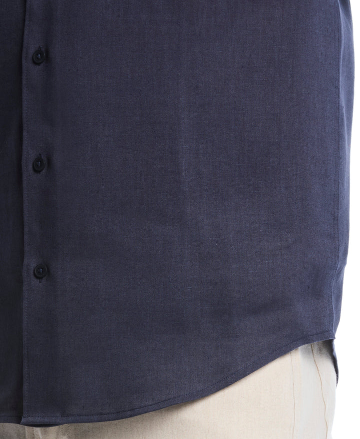 Linen Blend Wrinkle-Resistant Shirt (Mood Indigo) 