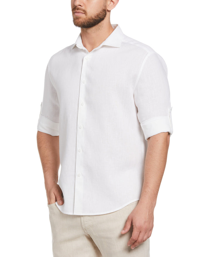 Linen Blend Wrinkle-Resistant Shirt (Brilliant White) 