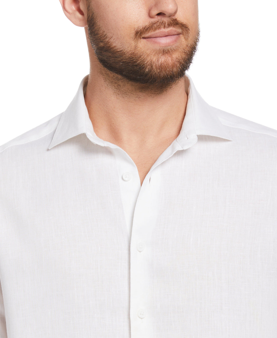 Linen Blend Wrinkle-Resistant Shirt (Brilliant White) 
