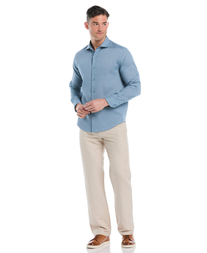 Linen Blend Wrinkle-Resistant Shirt (Windward Blue) 