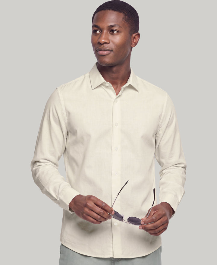 Linen Blend Wrinkle-Resistant Shirt (Rainy Day) 