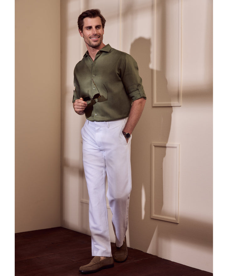 Travelselect™ Linen-Blend Rolled Sleeve Shirt-Casual Shirts-Cubavera