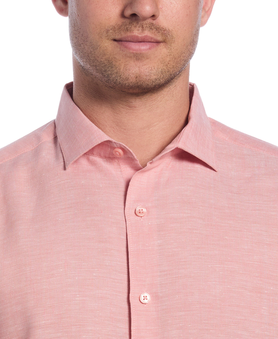 Linen Blend Wrinkle-Resistant Shirt (Terra Cotta) 