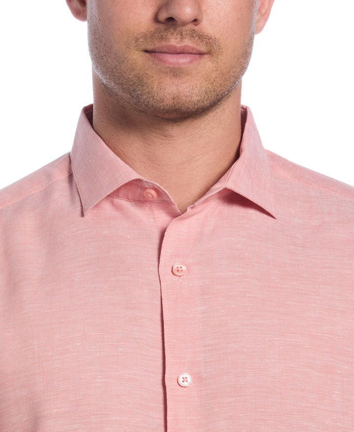 Linen Blend Wrinkle-Resistant Shirt (Terra Cotta) 