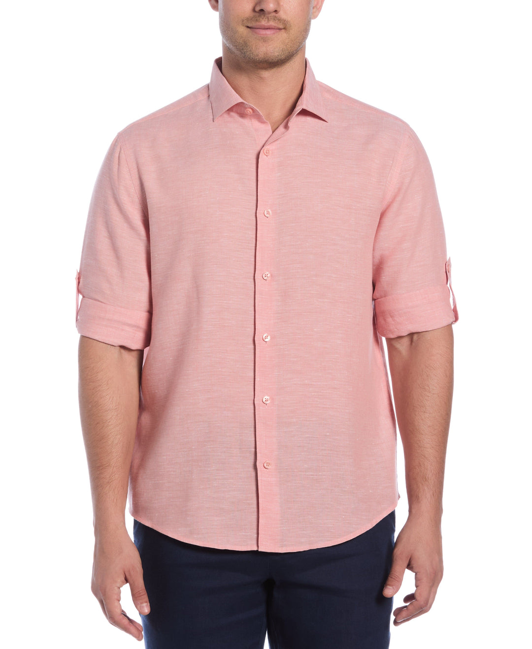 Linen Blend Wrinkle-Resistant Shirt (Terra Cotta) 