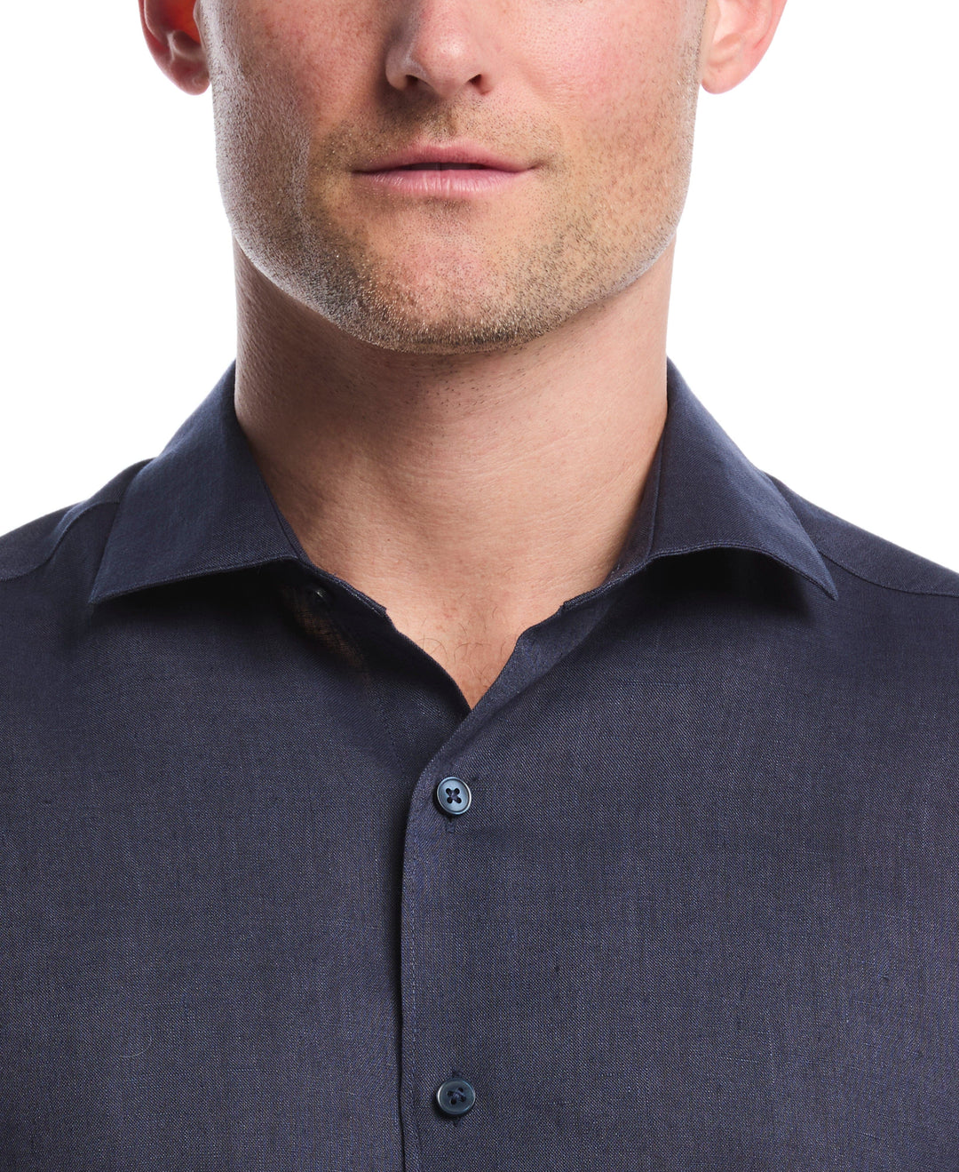 Linen Blend Wrinkle-Resistant Shirt (Mood Indigo) 